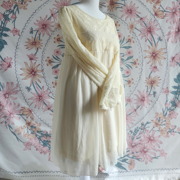 Axes Femme Babydoll Empire Highwaist Dress Gown Harajuku J Fashion Cream Cottage - Picture 6 of 16